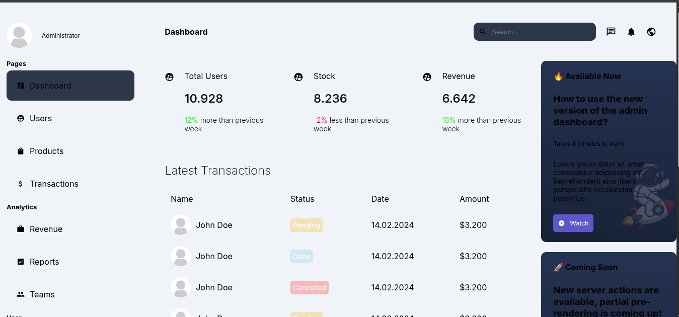 Sleek Admin Dashboard